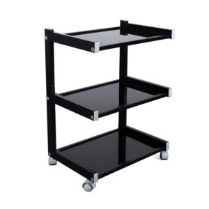 Carrito metalico con estantes cristal Negro