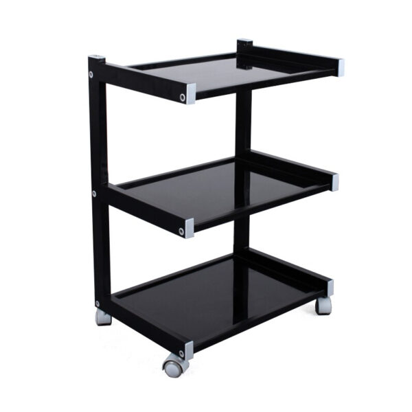 Carrito metalico con estantes cristal Negro