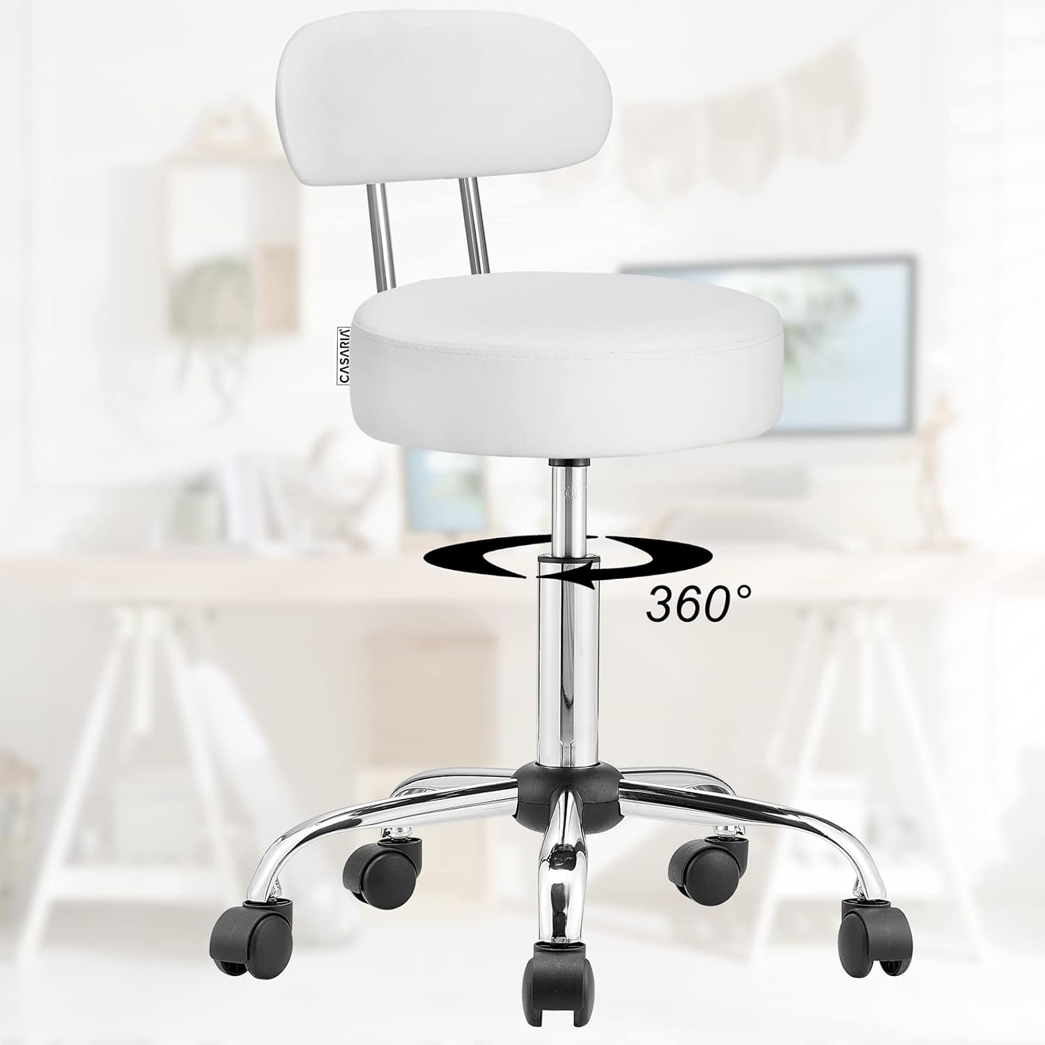 Taburete con respaldo Blanco - Imagen 4