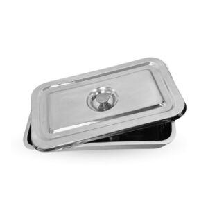Bandeja acero inoxidable rectangular con tapadera
